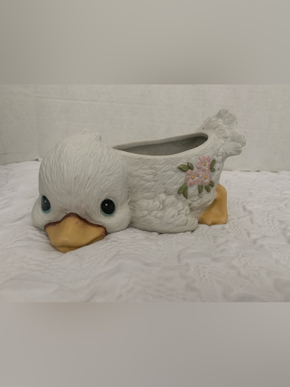 Vintage 60's-70's~Porcelain Duck Planter~Florals, Tail In Air~Made in Mexico MCM